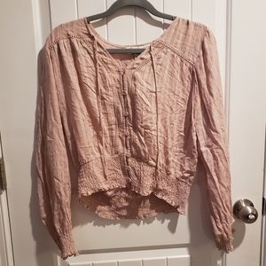 Pale Mauve Smocked Blouse